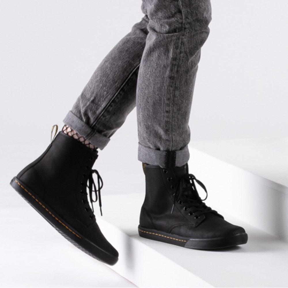 Dr Martens Sheridan Black Leather Combat Boots Women’s Size 7